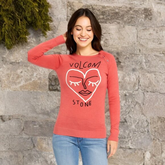 Volcom Stone NO REGRETS RAGLAN Graphic Sweater Limited Edition Pull-On Top Rare - Picture 1 of 13